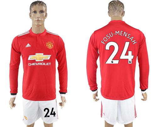 Manchester United #24 Fosu-Mensah Red Home Long Sleeves Soccer Club Jersey